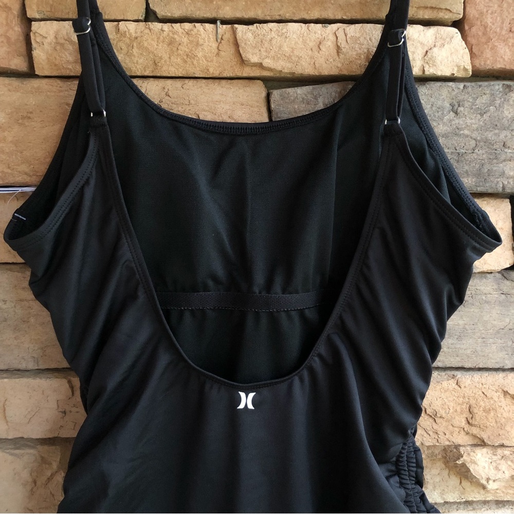 Hurley black white logo one piece side cinch swimsuit NWT Women S, M, XL - Picture 4 of 13